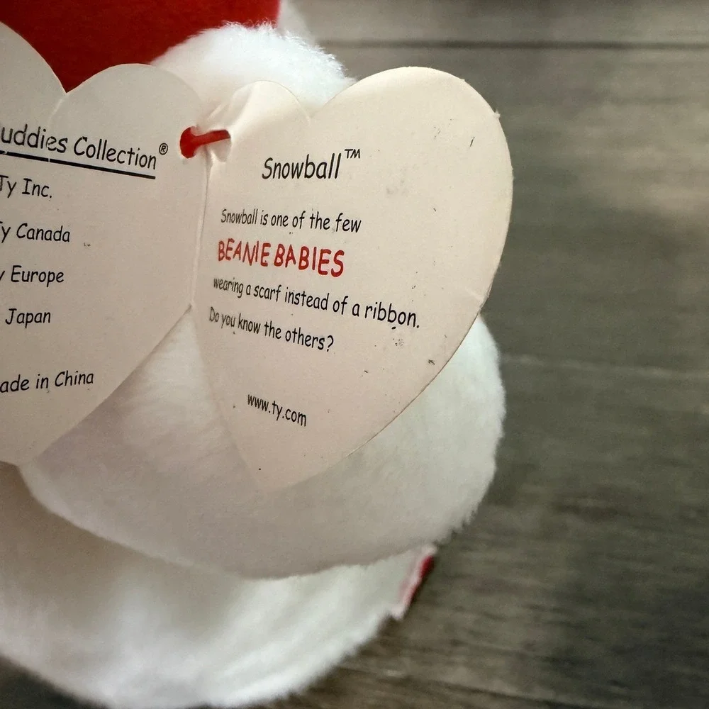 Ty Beanie Buddies Snowball Snowman Plush 2001 White Holiday With Tags